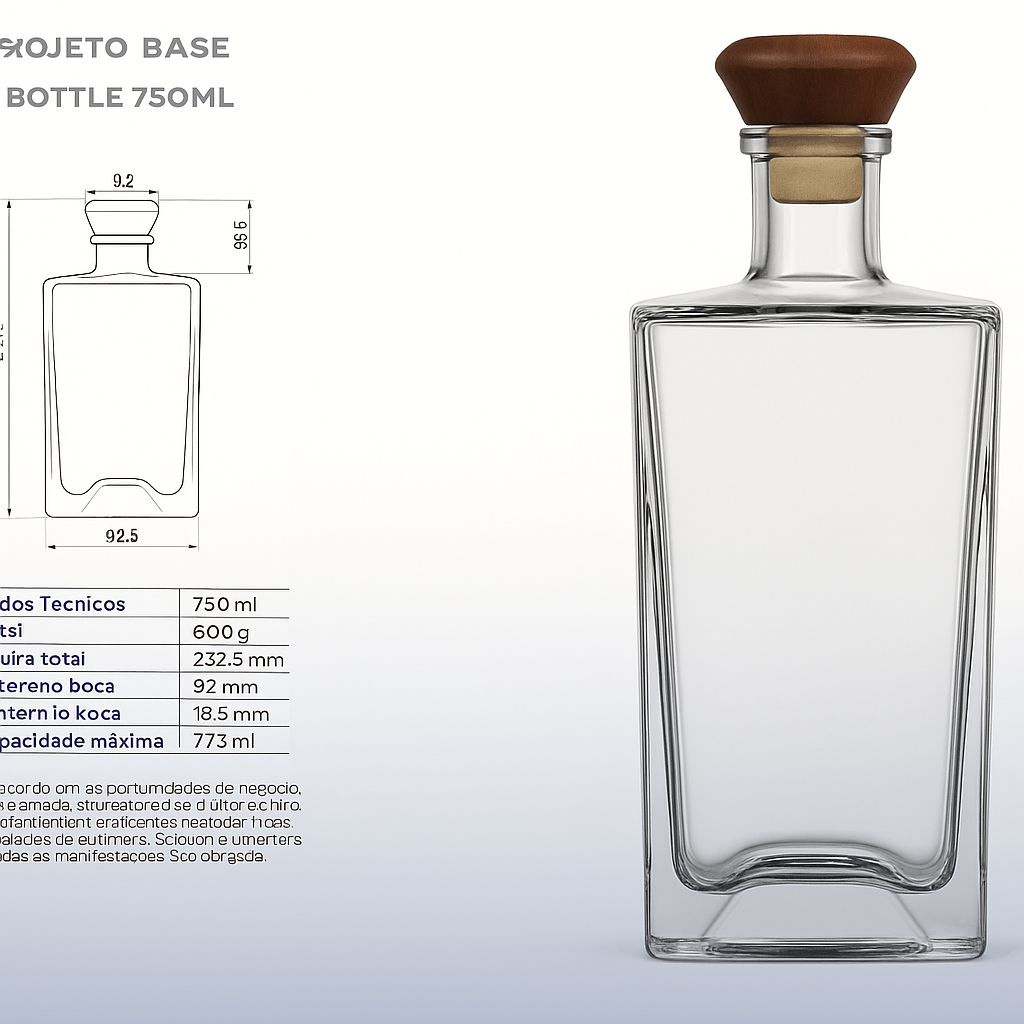 Projeto base de garrafa 750 ml