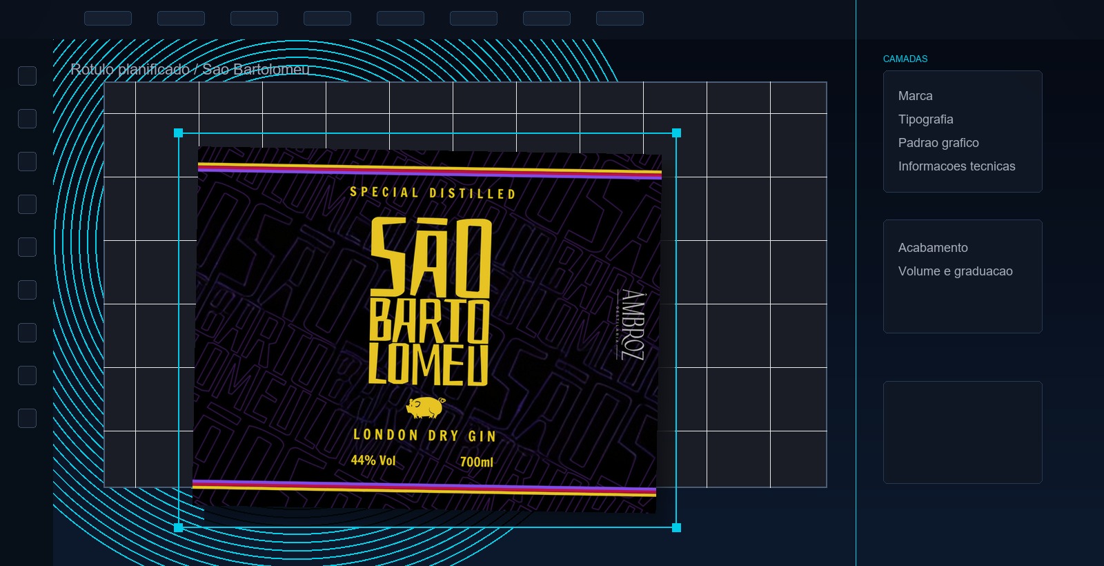Rótulo São Bartolomeu sendo desenvolvido em software de design
