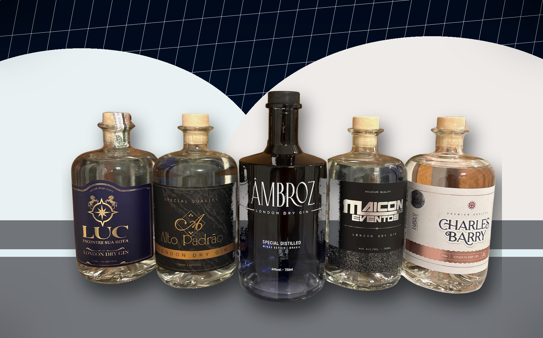 Garrafas de projetos private label desenvolvidos pela Âmbroz